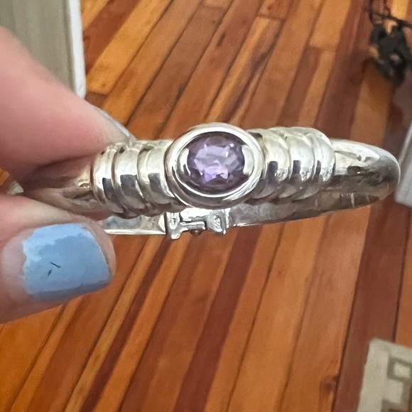Jewelry - Sterling silver 925 amethyst bangle bracelet purple clasp